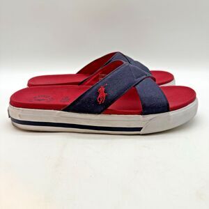 Vintage 90’s Polo Ralph Lauren Chunky Slide Sandals Women 9.5 Red Blue Platforms